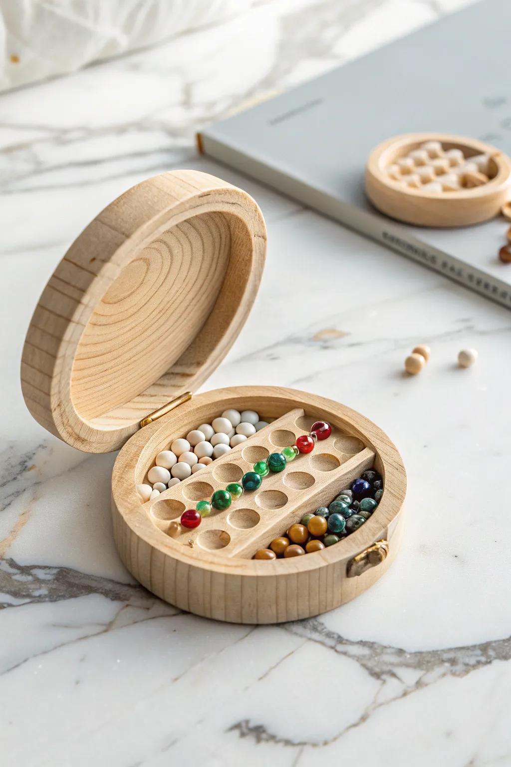 Elevate your bead storage with this minimalist wooden pill organizer—where functionality meets natural beauty.