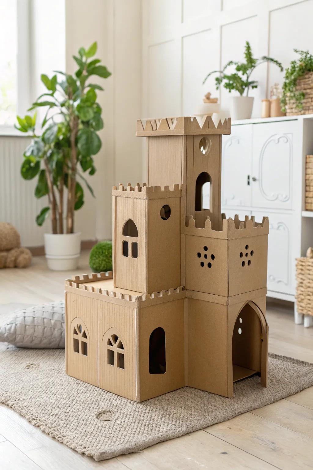 A minimalist castle for your feline royalty – where simplicity meets playfulness.