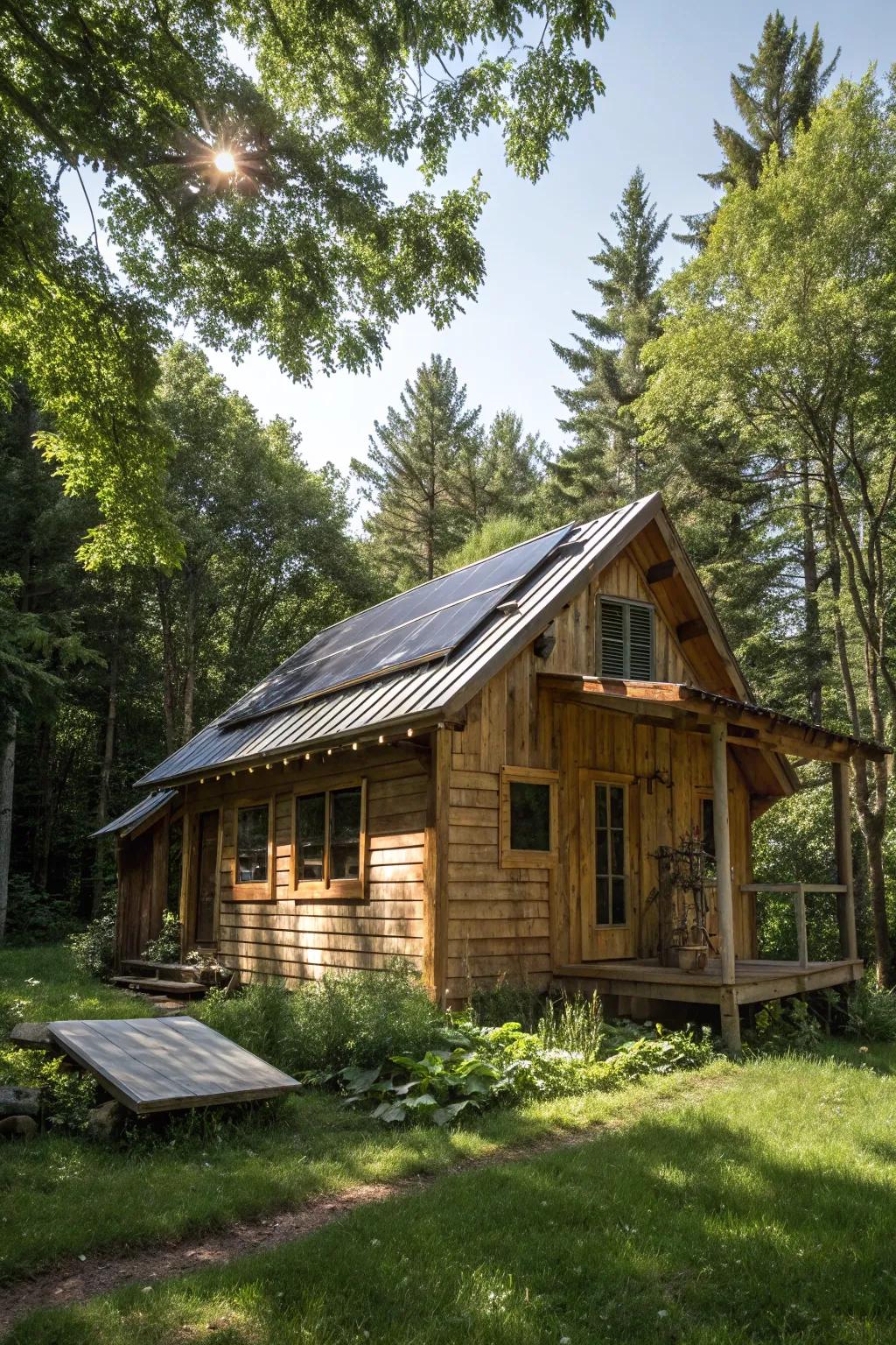 Embrace the beauty of off-grid living with this handcrafted wooden haven.