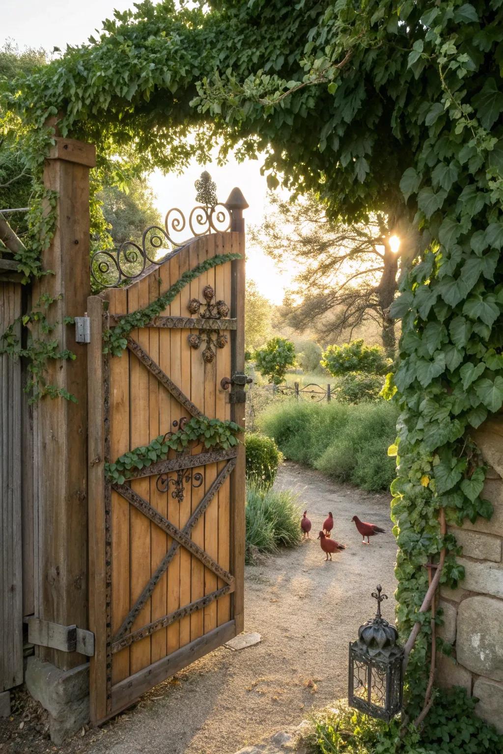 Unlock the charm of your garden with a handcrafted gate that blends beauty and functionality.