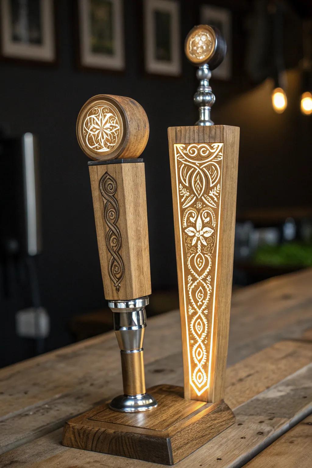 Illuminate your evenings with a handcrafted glow-in-the-dark beer tap handle.