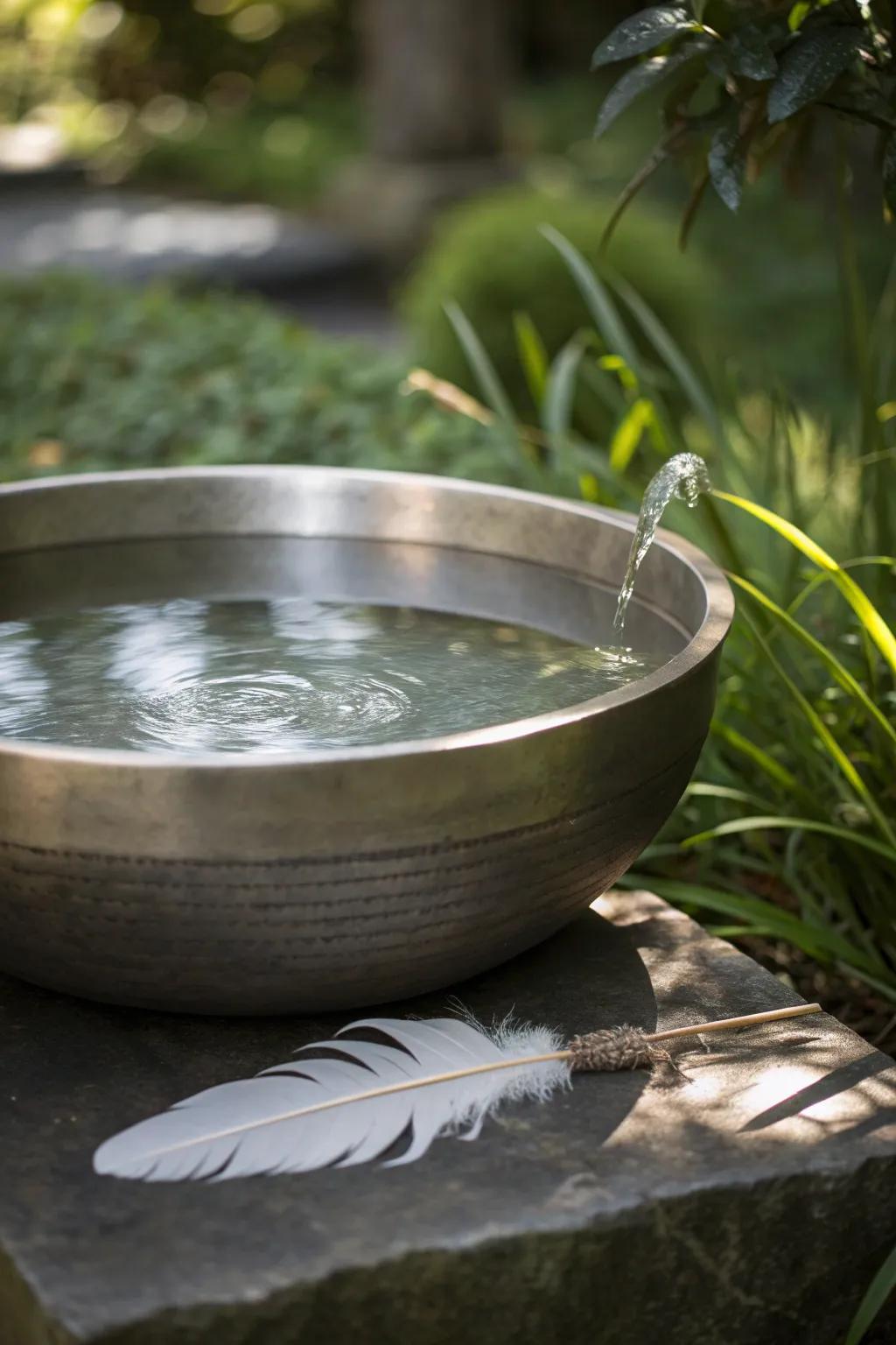 Embrace simplicity with this sleek metal bird bath fountain, where modern design meets natural elegance.