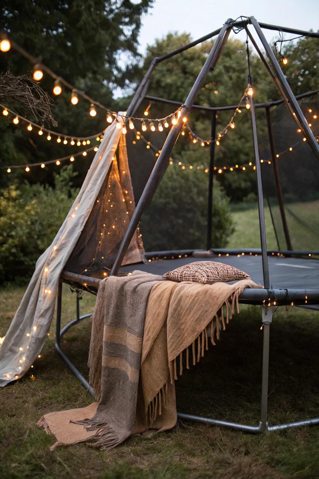 Craft the ultimate hideaway: Transform your trampoline frame into a magical fort!