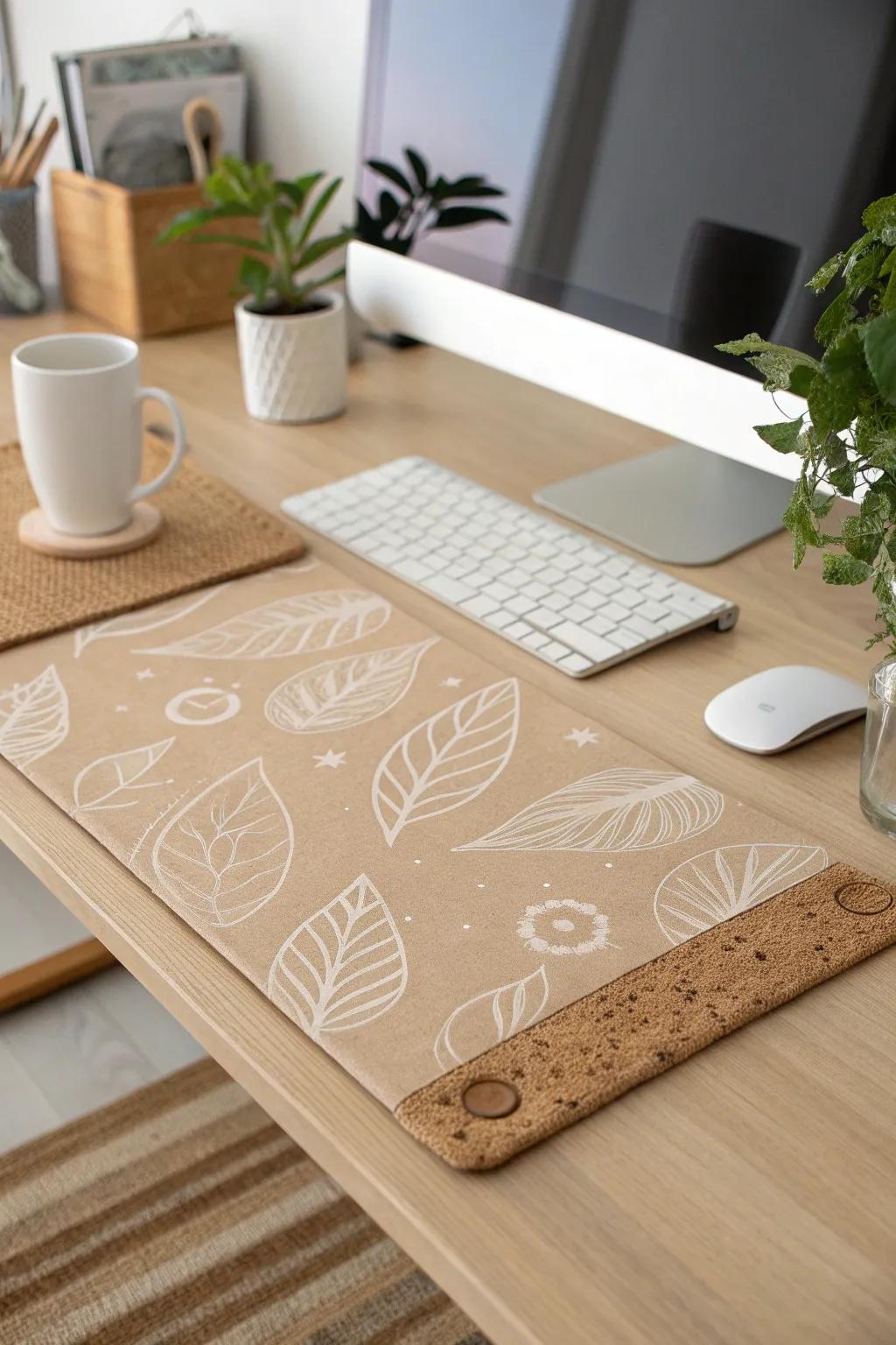 Elevate your workspace with a touch of handcrafted elegance. 🌿✨ #DIYDeskMat #ScandinavianBoho