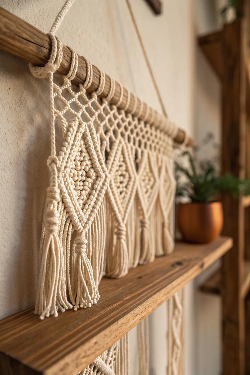 Elevate your space with the artistry of macramé hanger brackets – where functionality meets boho elegance.