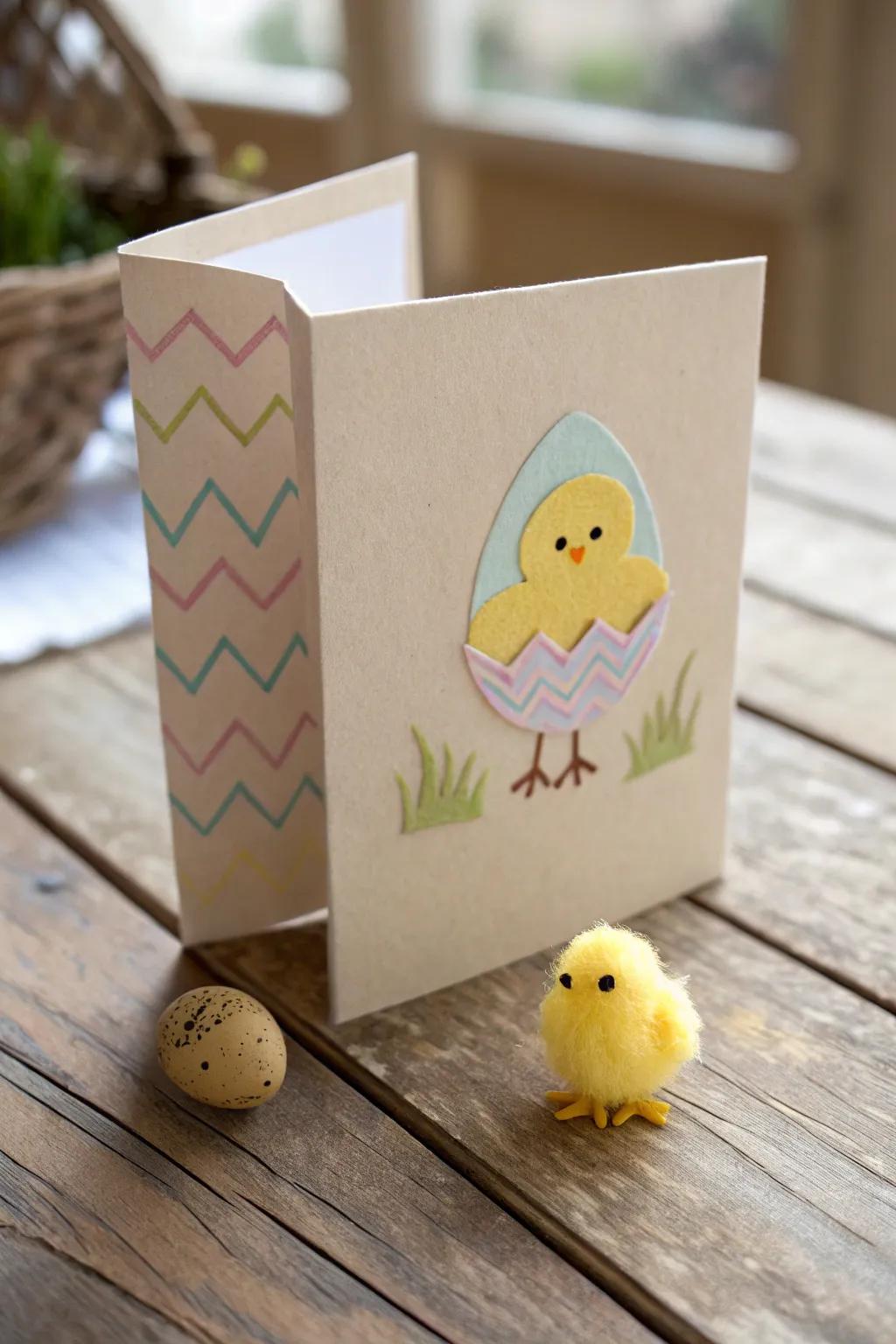 Delight in the simplicity and charm of Easter with this adorable peek-a-boo chick card! Perfect for little hands and big smiles. 🐣✨