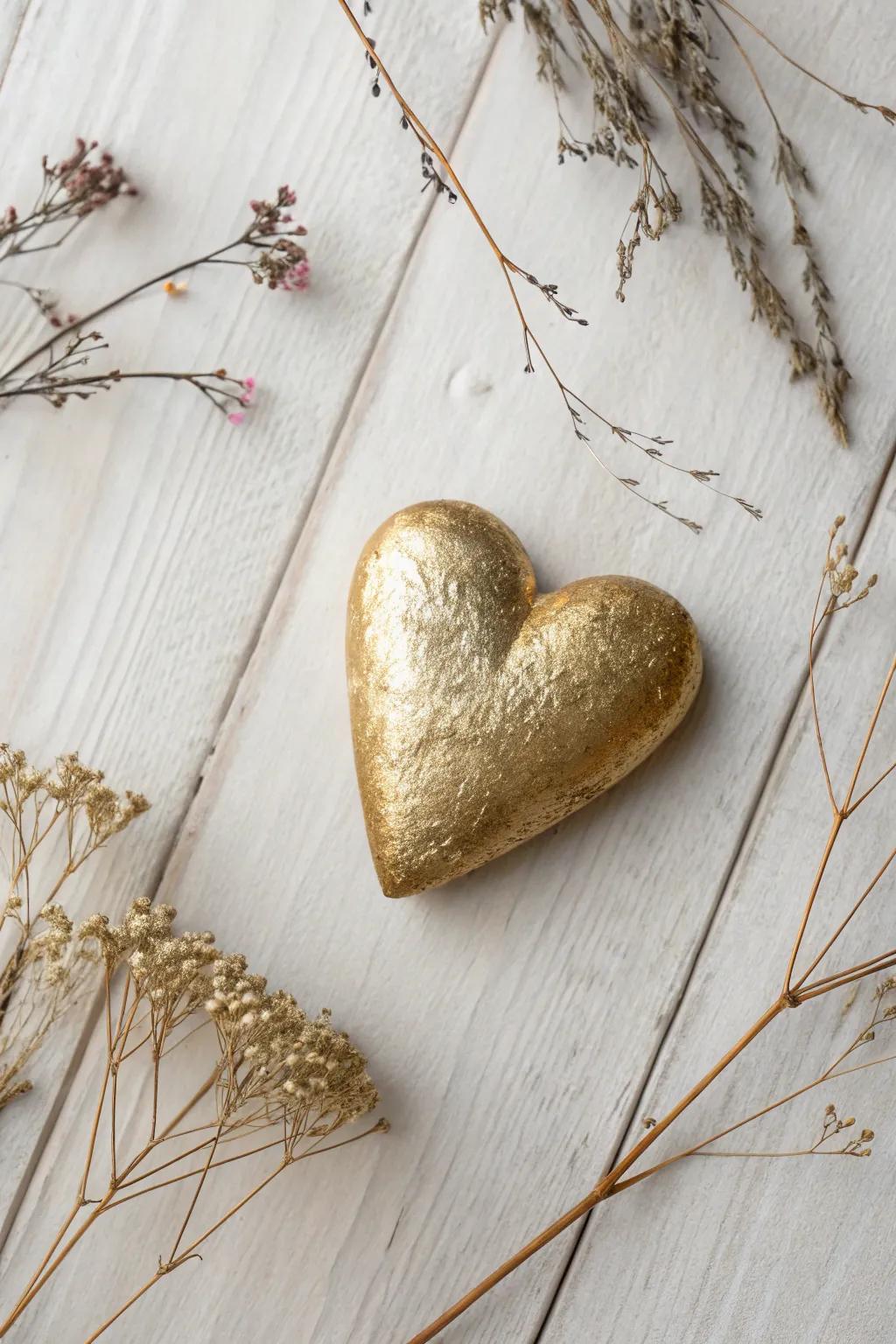Elevate your decor with a touch of gold—this metallic heart adds a chic, minimalist charm to any space.