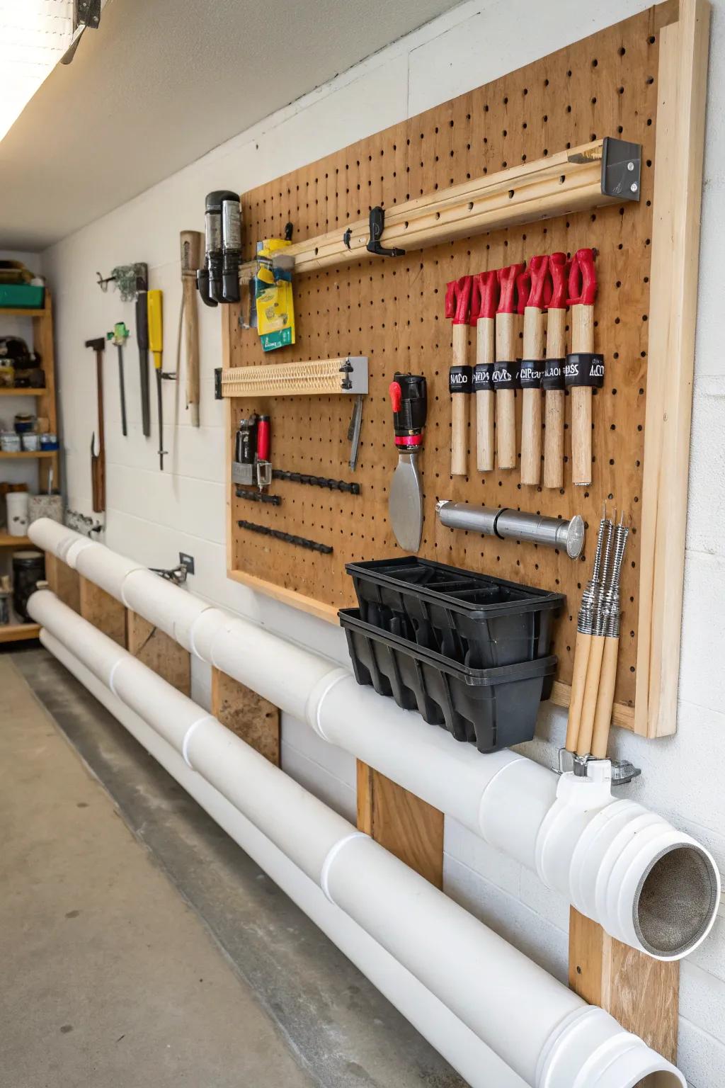 Craft Your Space: Elevate your workbench with smart PVC pipe storage solutions.