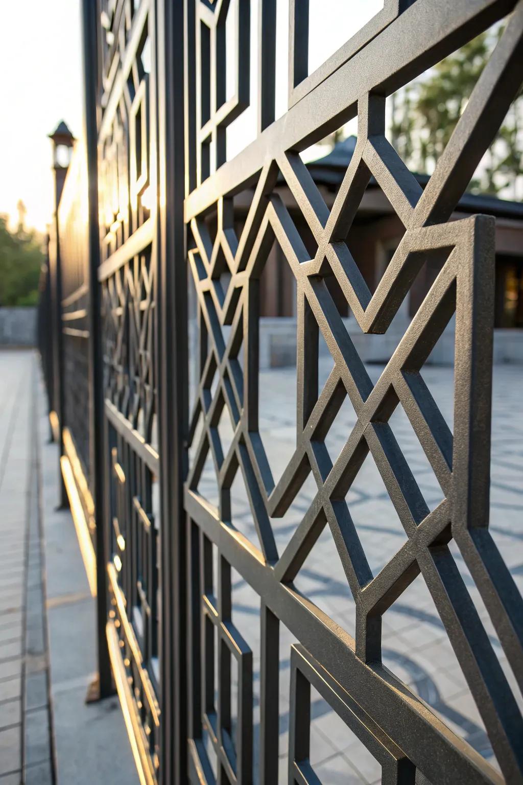 Elevate your entrance with striking geometric gate designs for a modern touch.