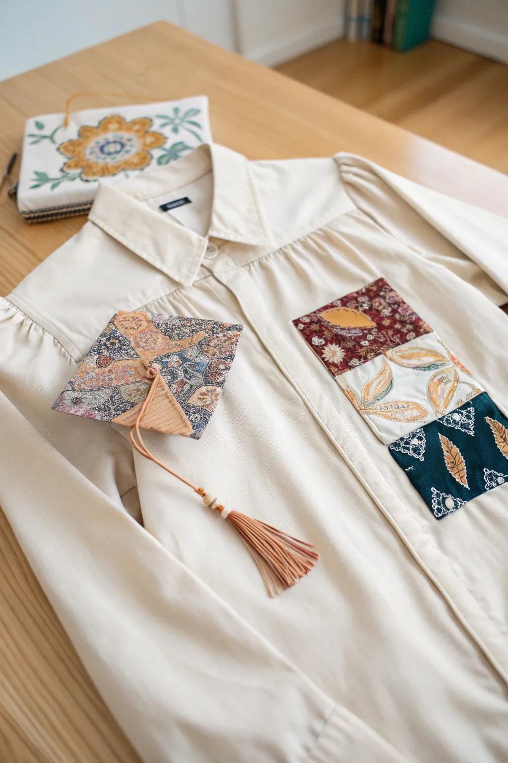 Breathe new life into your graduation look with upcycled fabric patches. Celebrate sustainability with style!
