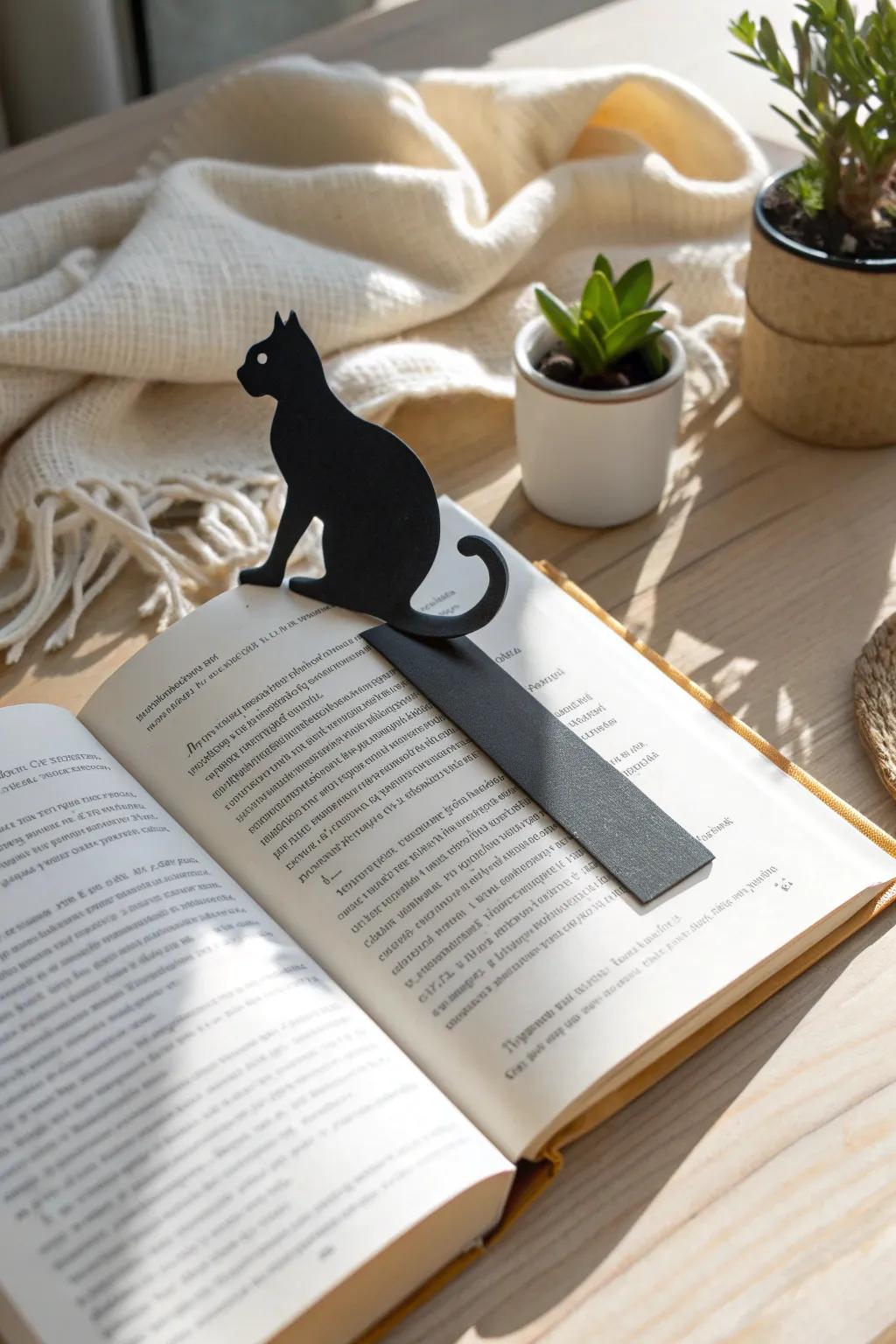 Add a touch of mystical elegance to your reading with this sleek black cat bookmark, perfect for feline-loving bookworms. 📚🐈‍⬛✨