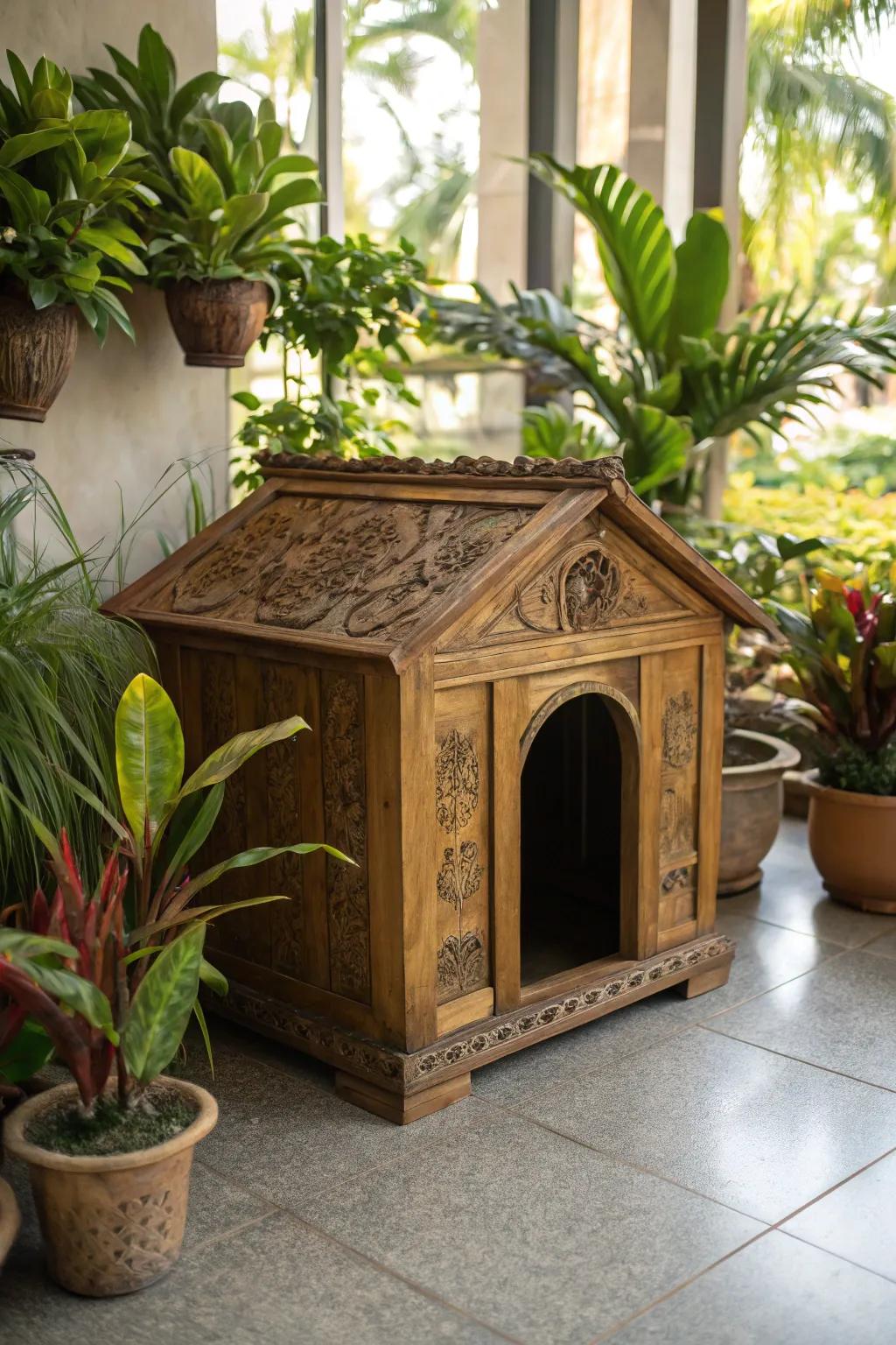 Elevate your pet's space with a touch of nature. Discover the beauty of an artisan-crafted indoor garden kennel.