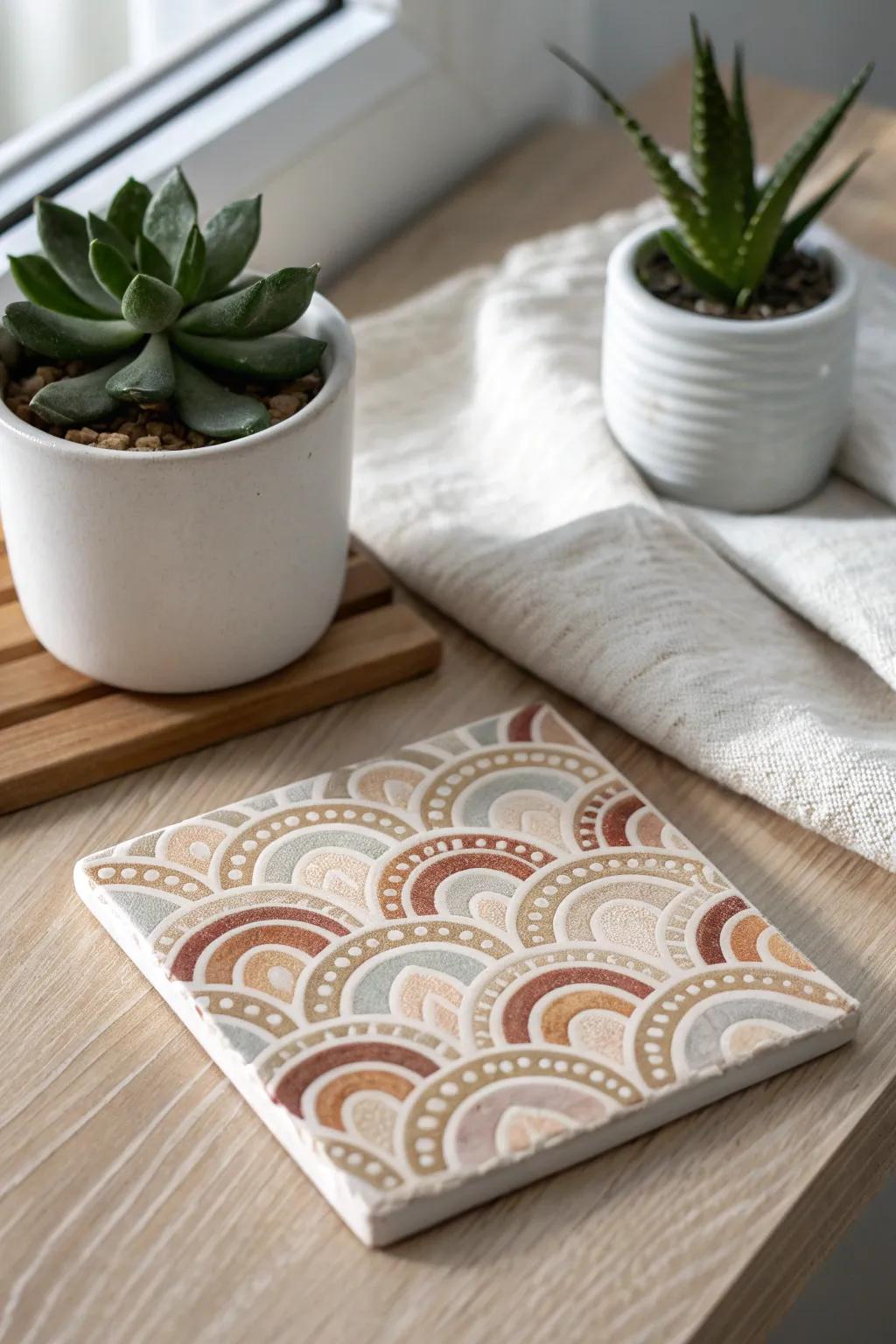 Elevate your table setting with handcrafted elegance. Discover the beauty of DIY tile coasters.