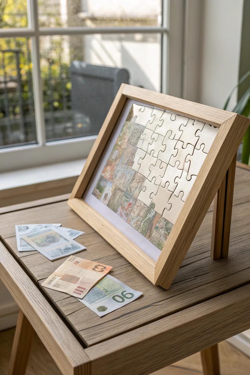 Transform currency into art with a puzzle money frame—where minimalist design meets creative flair.