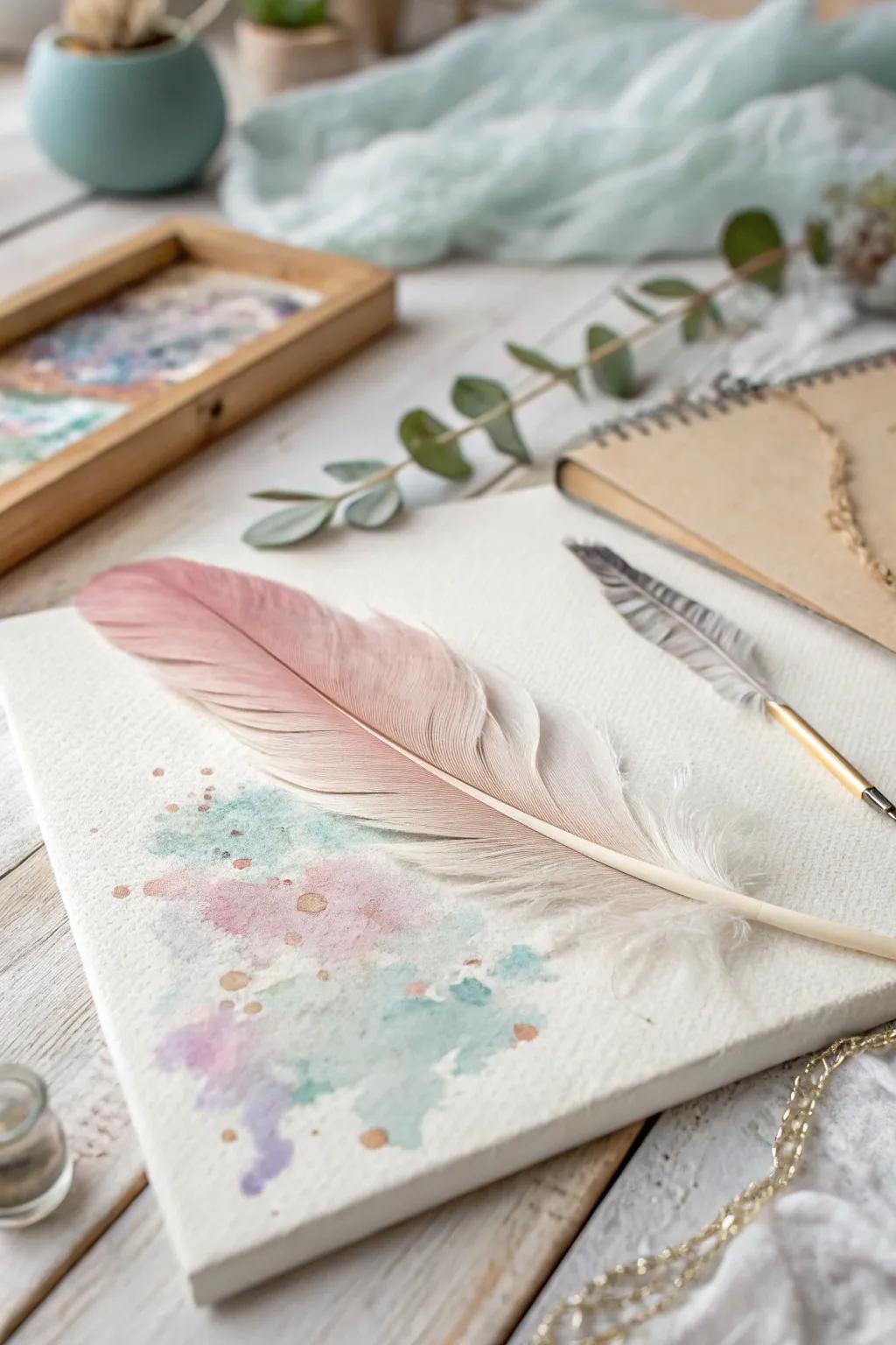 Discover the art of painting with feathers for a touch of nature's grace in your creations.