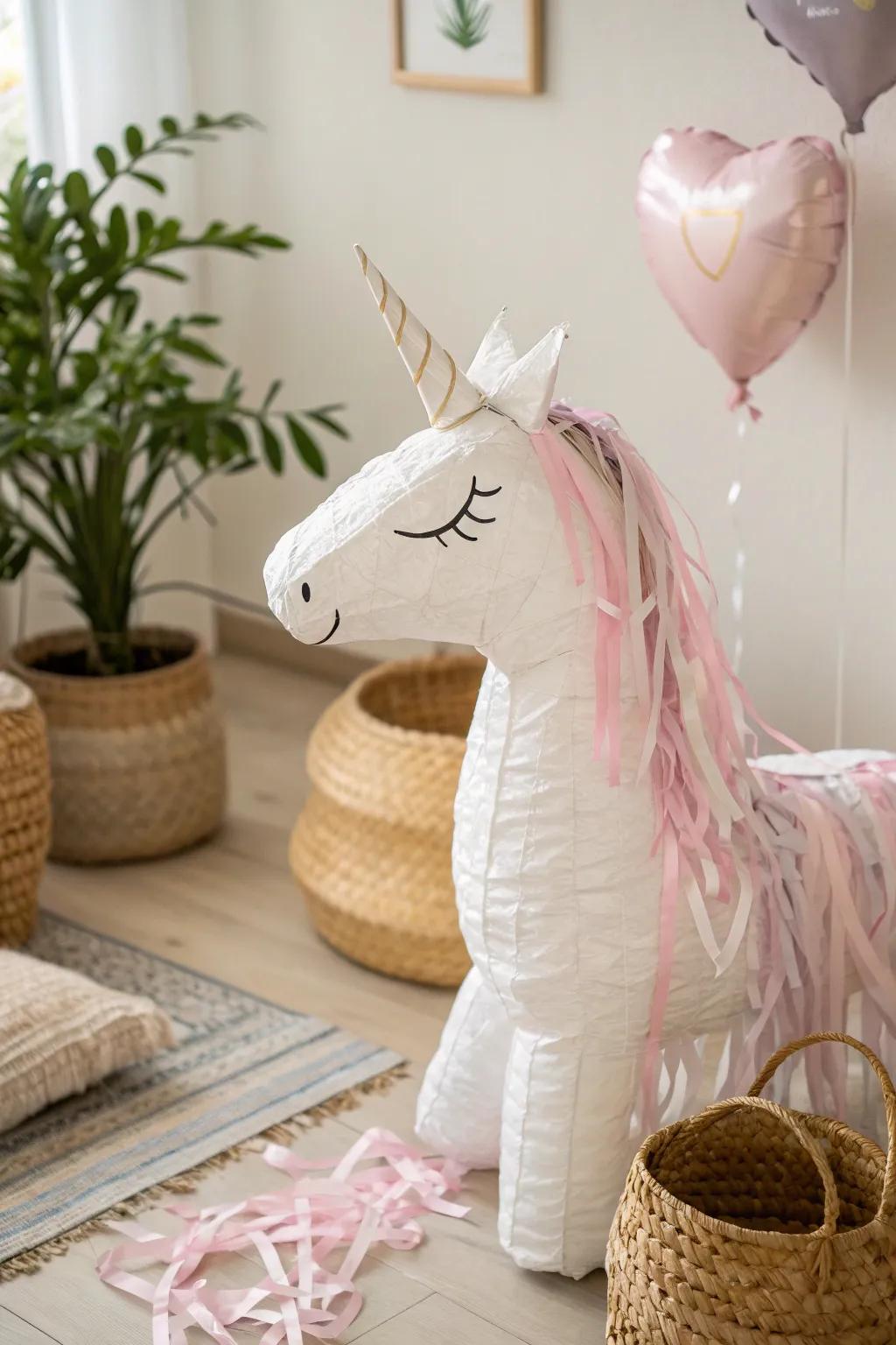 Let your creativity soar with this enchanting paper mache unicorn balloon, blending minimalist elegance with a touch of whimsy.