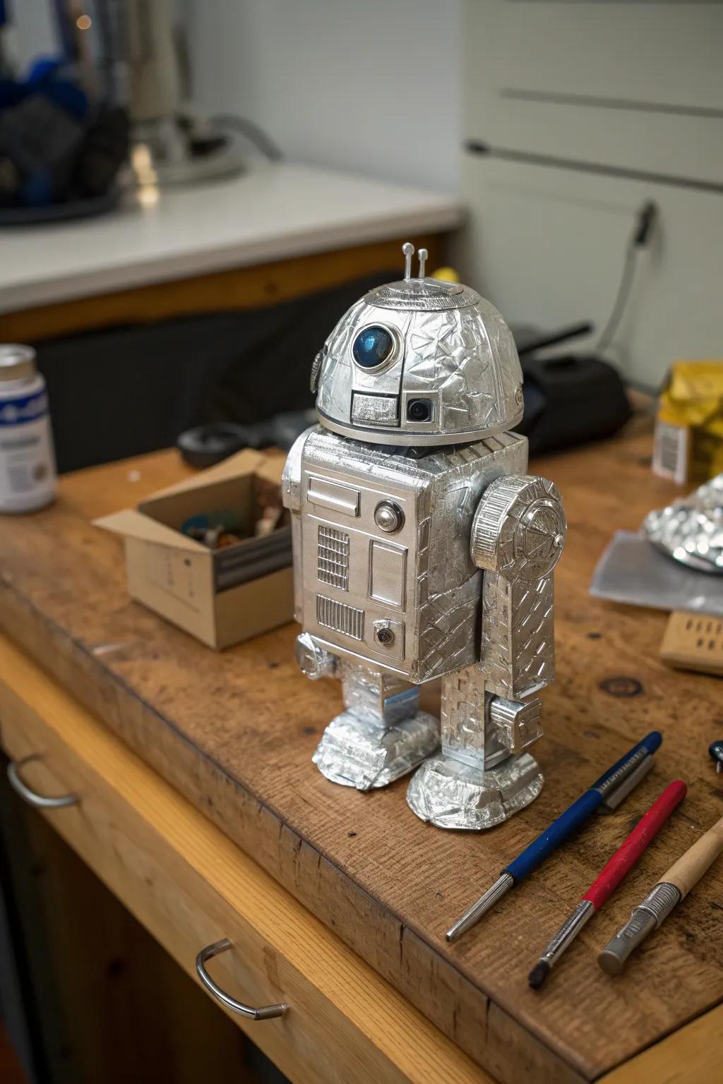 Craftsmanship meets innovation: Elevate your robot design with a sleek aluminum foil finish.