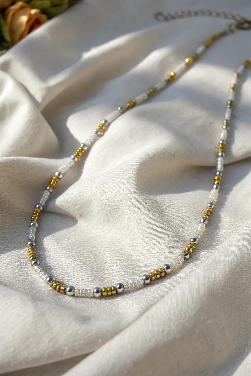 Embrace the future with a touch of glam: Discover the elegance of metallic seed bead necklaces.