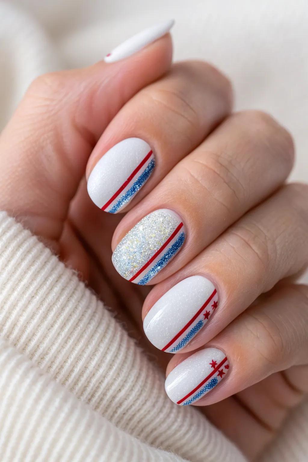 Capture the spirit of Independence Day with minimalist, sparkling stripes.