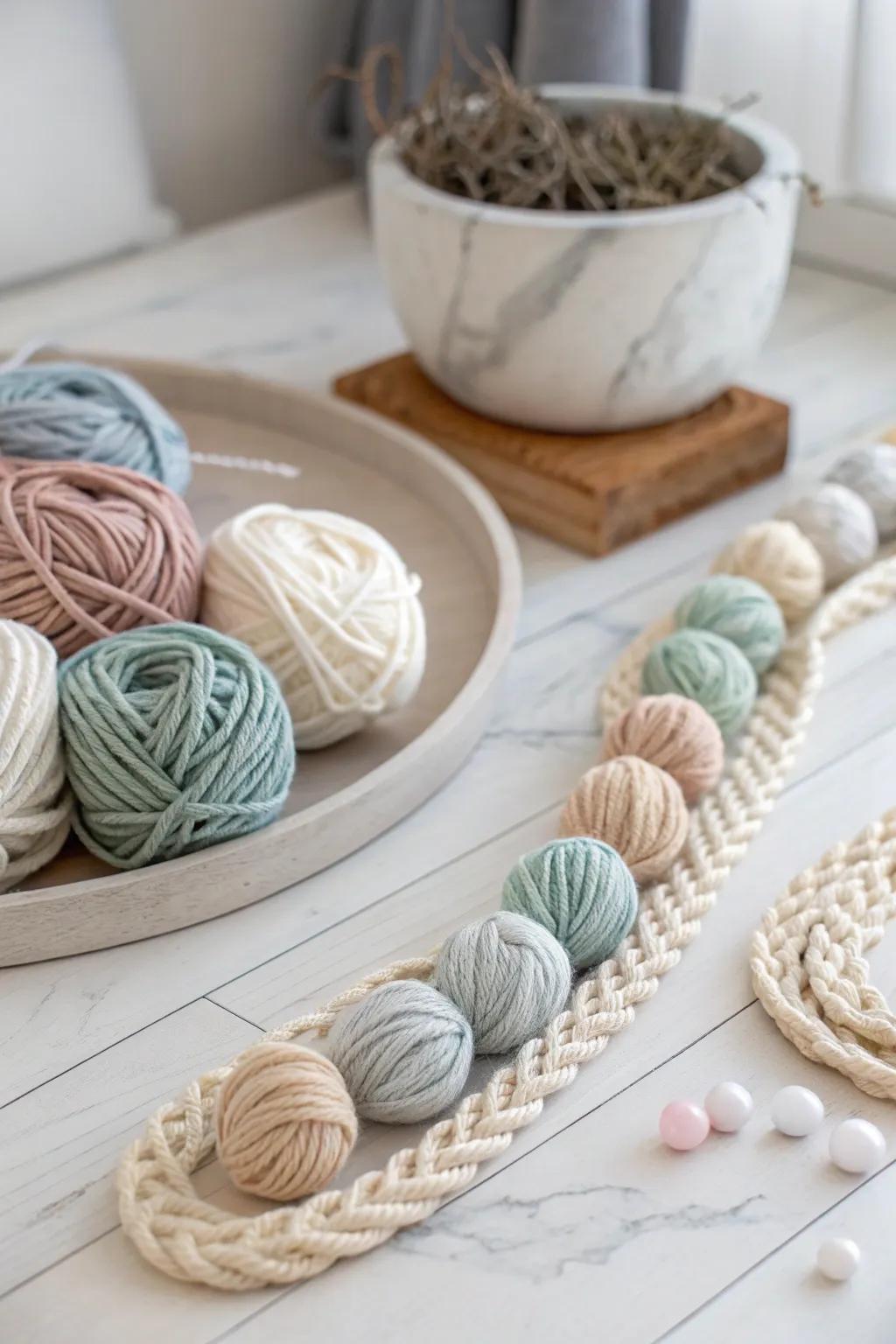 Discover the art of slow play with our cozy Yarn Yarn Spaghetti marble run, where simplicity meets beauty.
