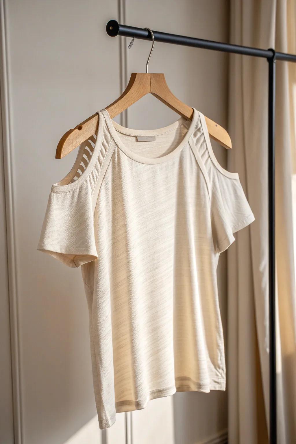 Transform your tee into a chic cold shoulder masterpiece with a touch of Scandinavian simplicity.
