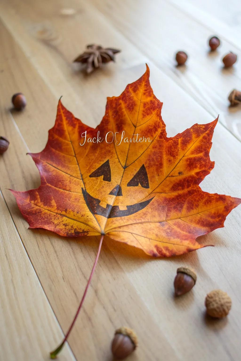 Transform autumn leaves into charming Jack-o'-lanterns with a touch of creativity!