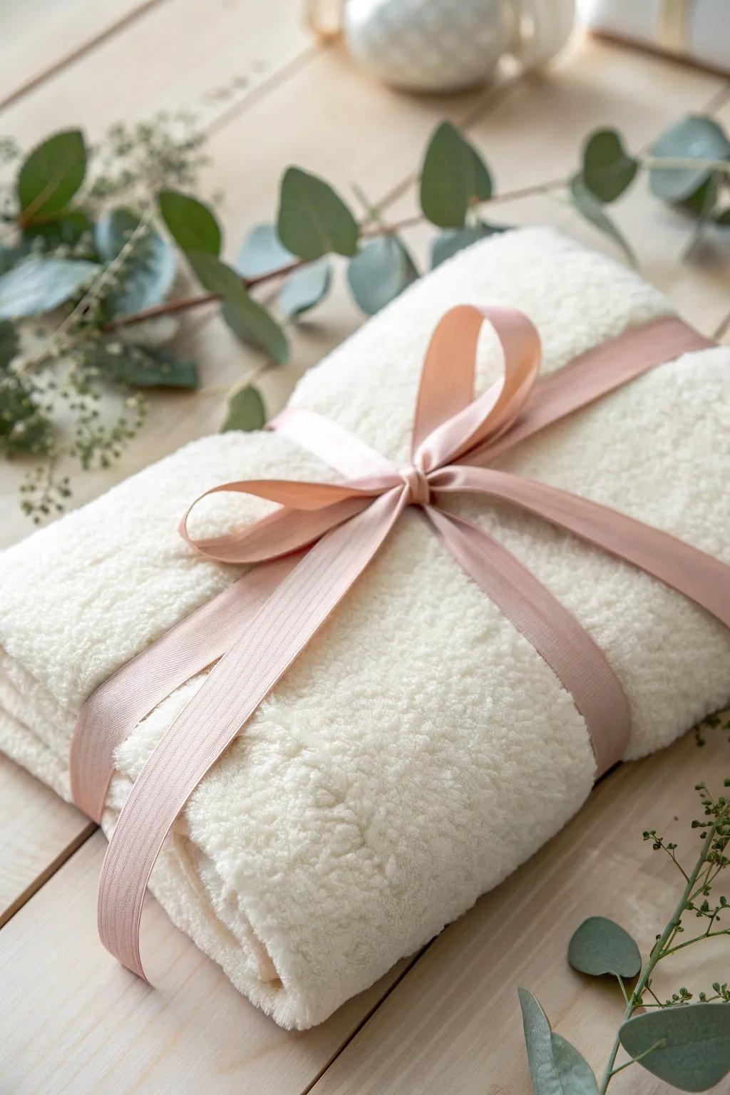Embrace minimalist chic with this elegant bath towel wrapping idea—perfect for a touch of understated sophistication.
