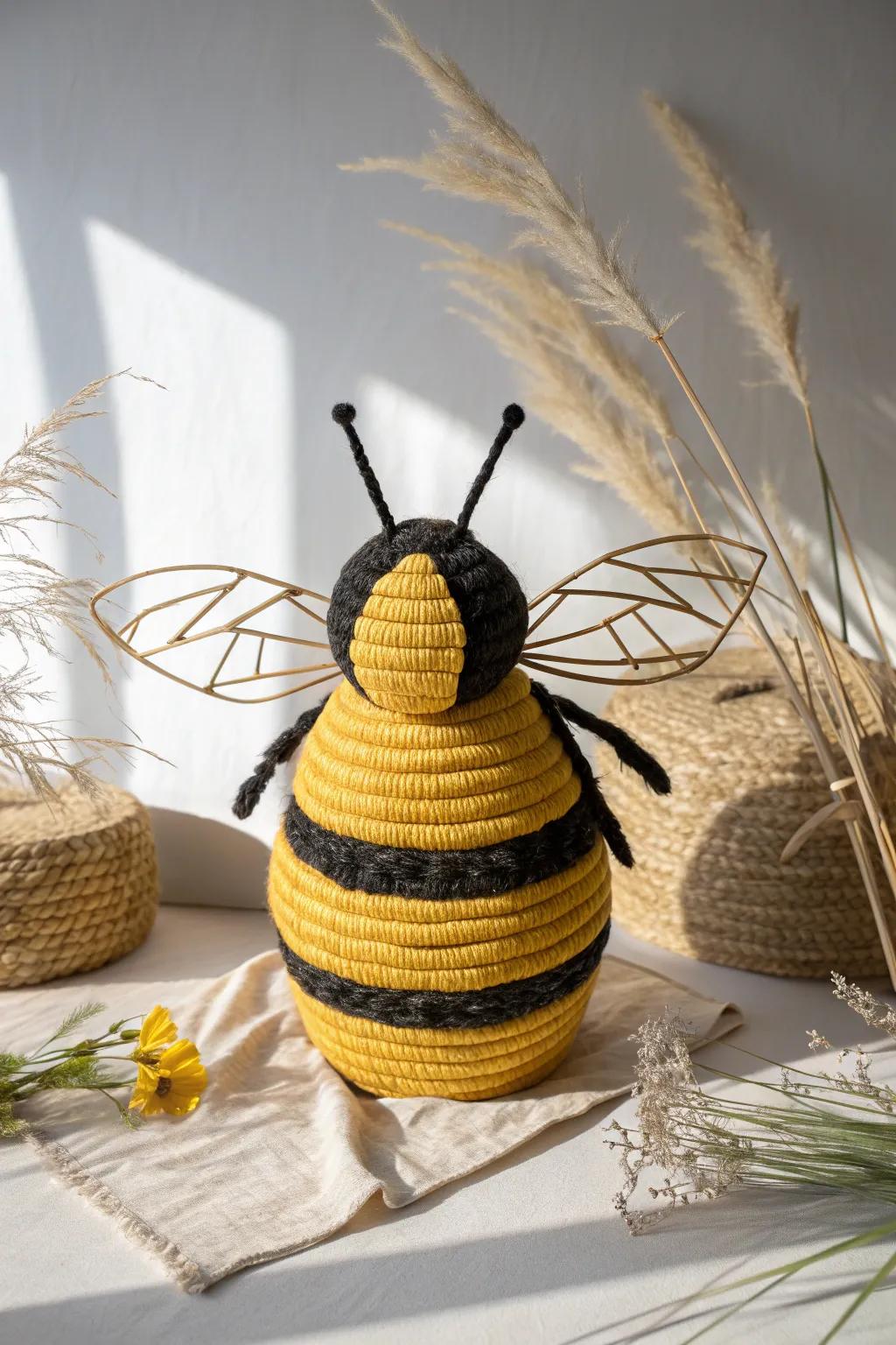 Make a bold statement with a beautifully crafted bumblebee centerpiece—perfect for adding a touch of nature to your minimalist decor!