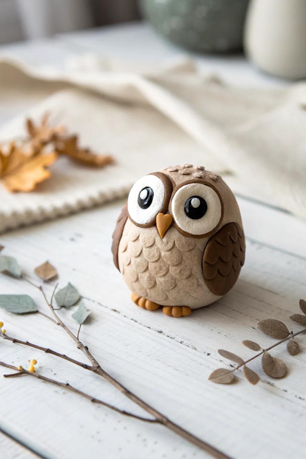 Craft your wise companion: Embrace the charm of simplicity with this easy playdough owl.