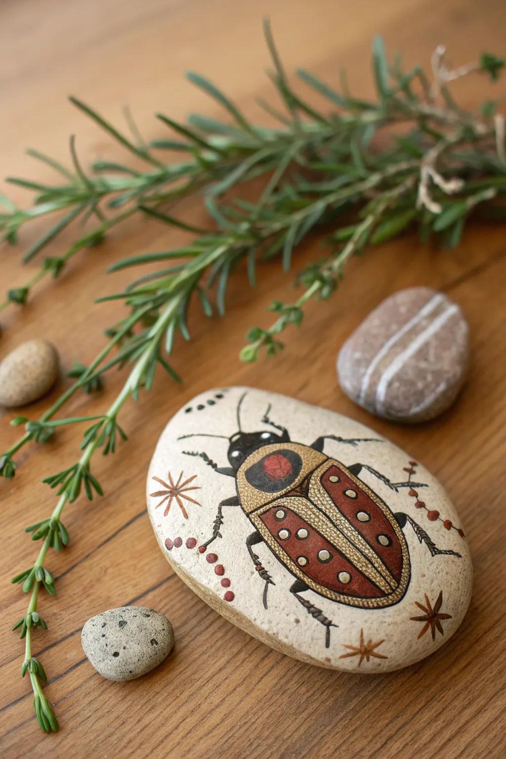 Transform the ordinary into whimsical art with these charming cockroach rock paintings.