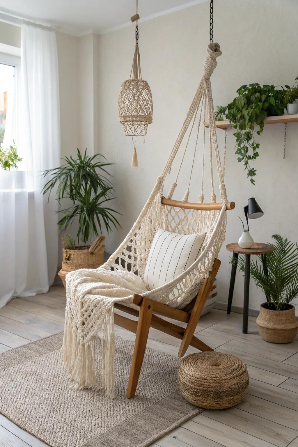 Hidden Retreat: A Scandinavian-Boho Cat Hammock that Blends Seamlessly into Your Decor