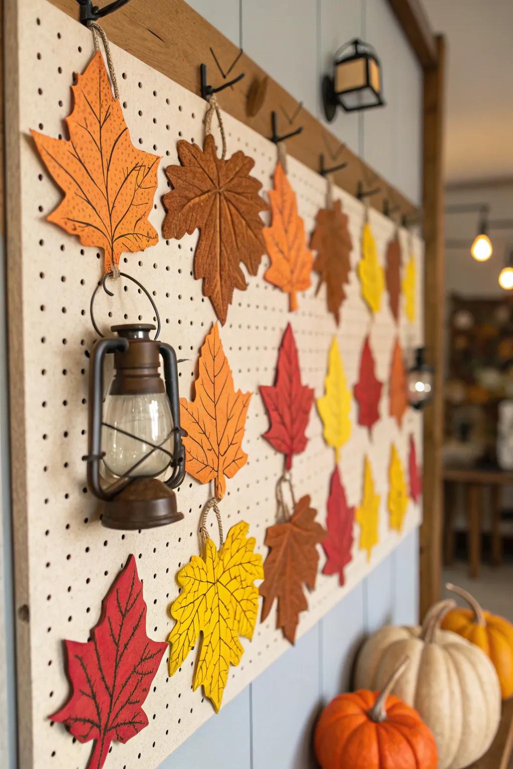 Transform your classroom pegboard with the vibrant colors of fall. 🍂