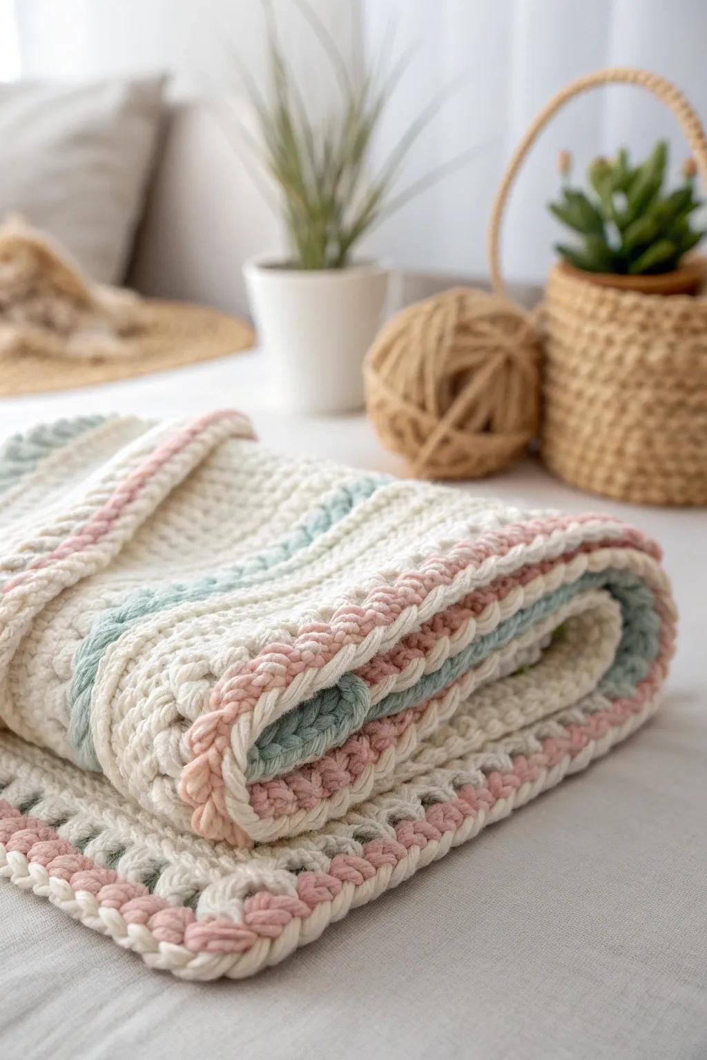 Add a touch of nautical elegance with this twisted rope crochet edge.