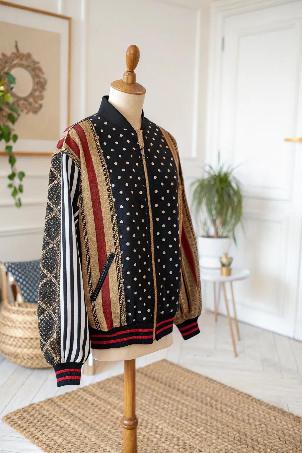 Dare to be different: Embrace the art of mismatched patterns with this unique custom jacket.