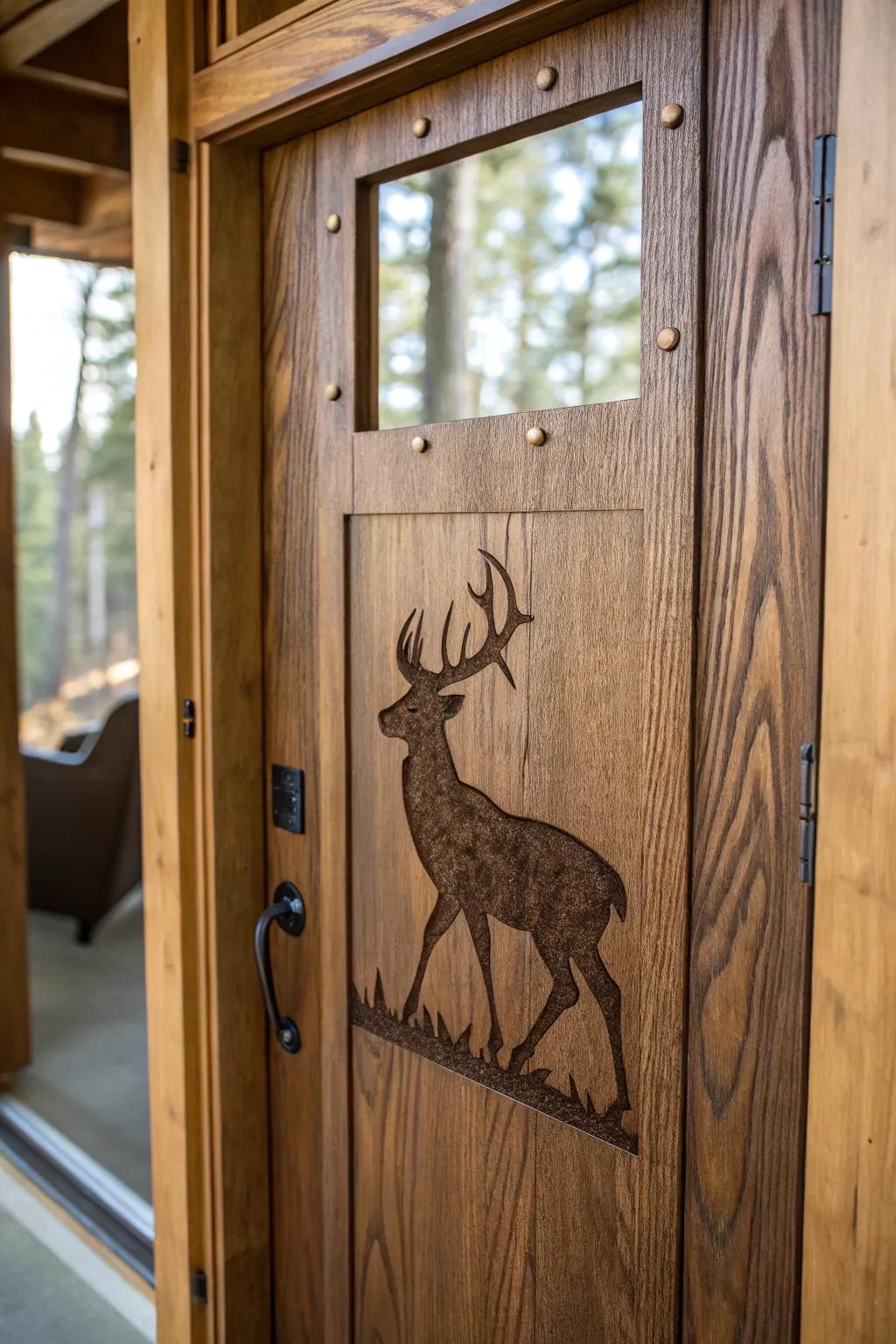 Elevate your hunting hideout with a touch of artistry: a deer silhouette cutout that combines charm and utility.