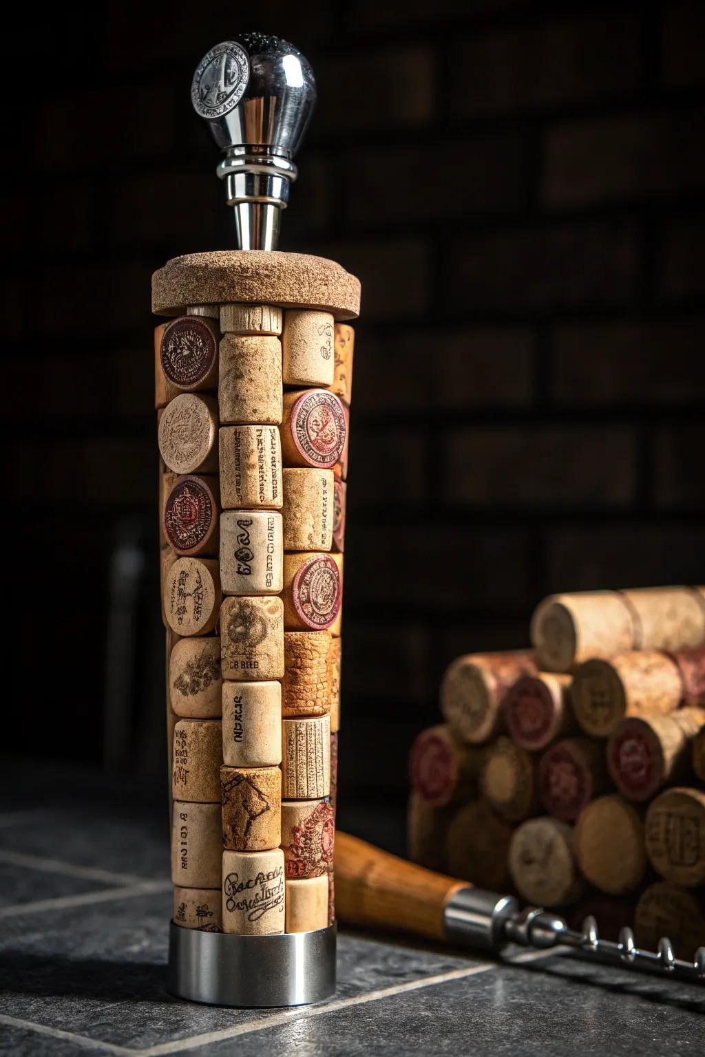 Craftsmanship Meets Creativity: A Unique Cork Handle for Your Home Bar.