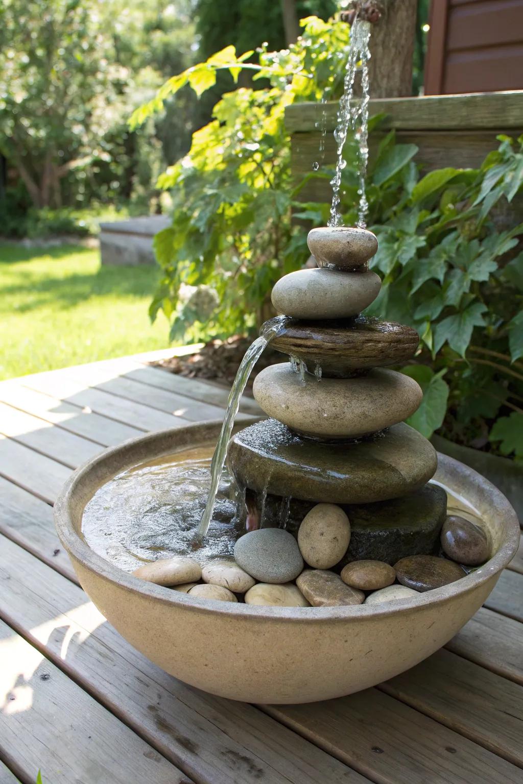 Transform your garden into a tranquil oasis with this cascading bird bath fountain, where simplicity meets elegance.