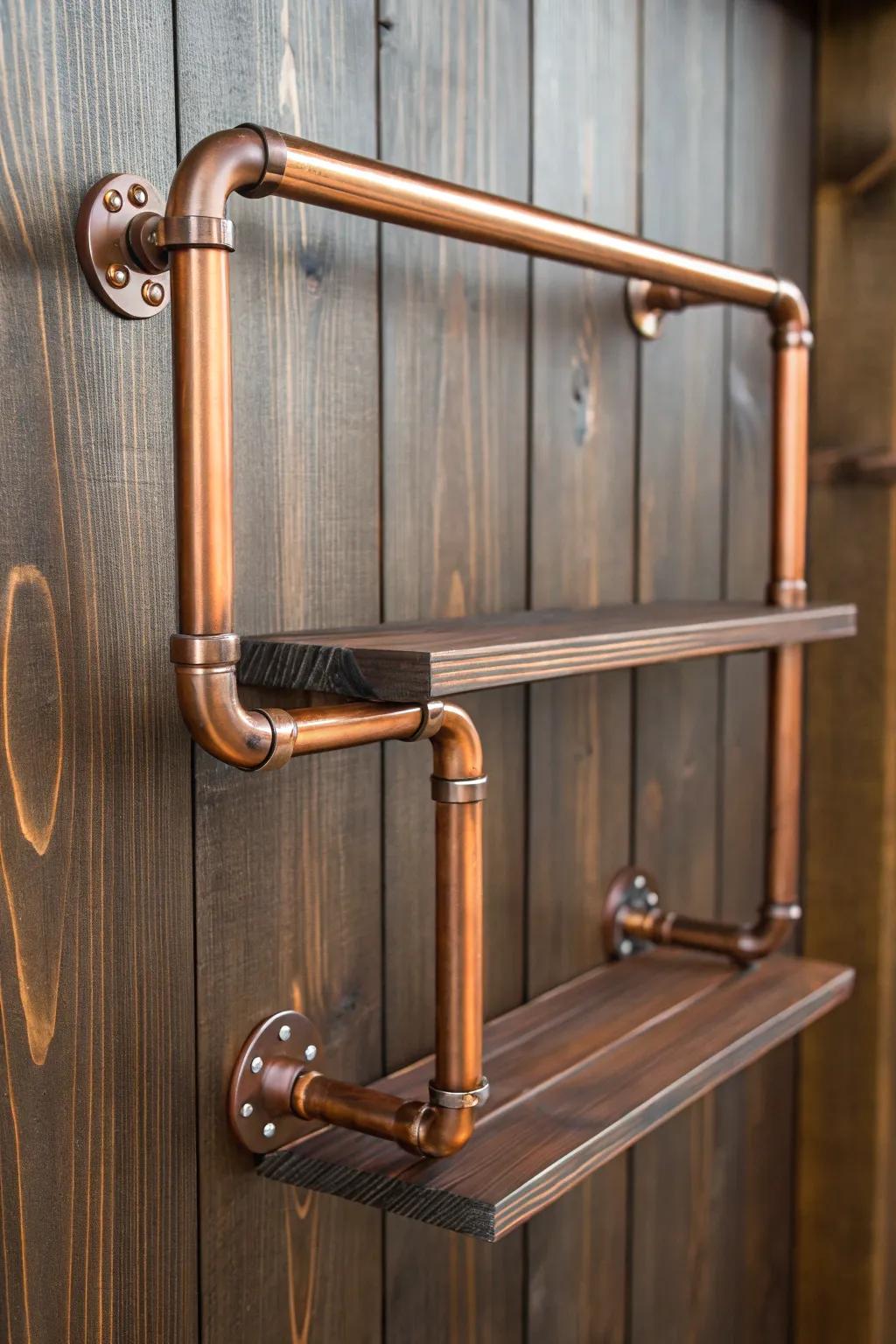 Elevate your space with the timeless elegance of copper pipe brackets.