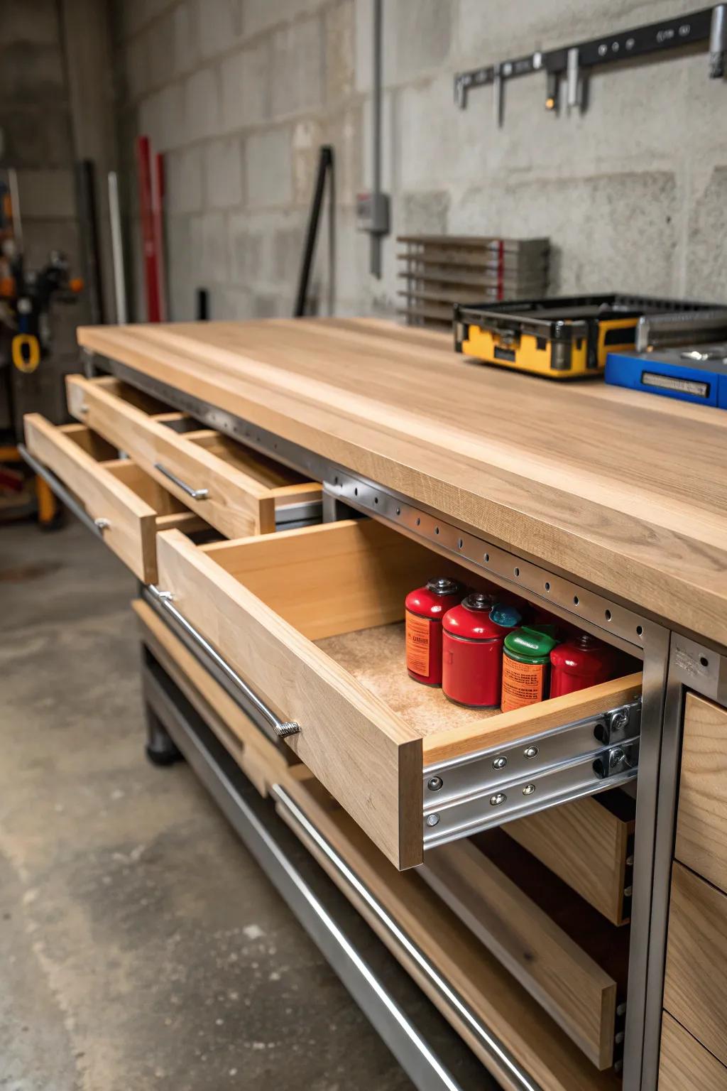 Effortless organization with sleek sliding shelves — a craftsman's dream.