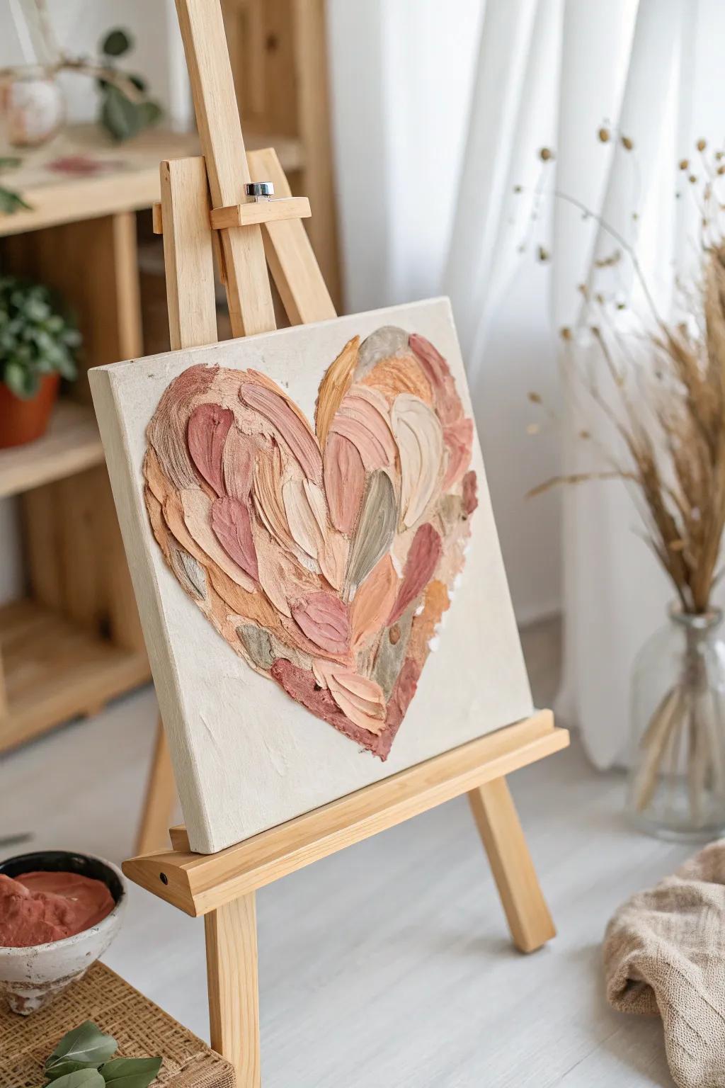 Embrace the beauty of texture with a palette knife heart painting, where every layer tells a story.