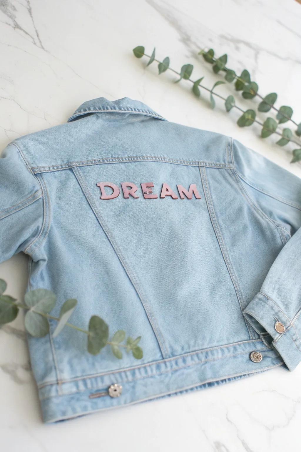 Make your mark with personalized style: dreamy letters on classic denim.