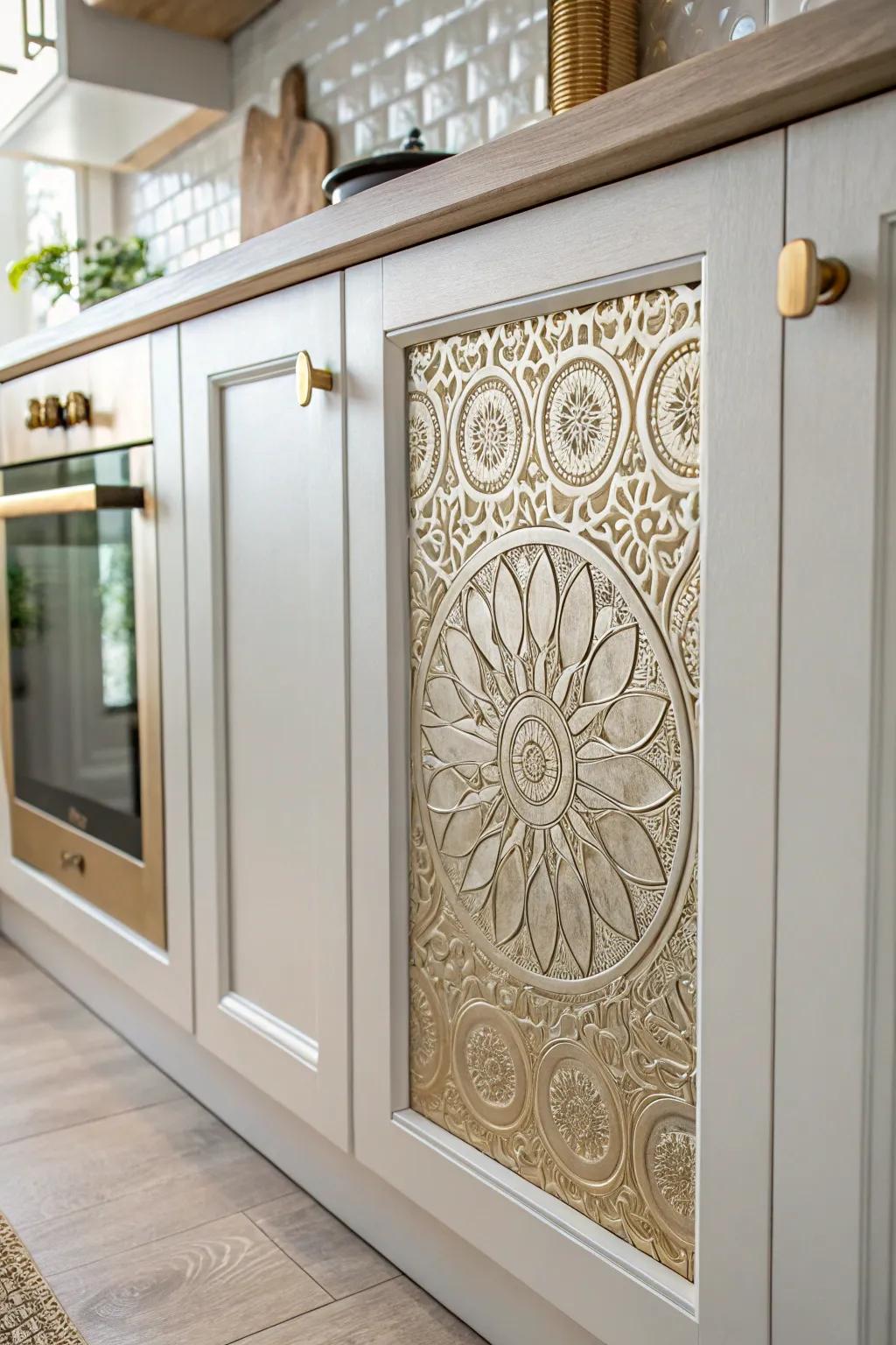 Elevate your kitchen's aesthetic with stunning artistic panel inserts for a touch of unique elegance.