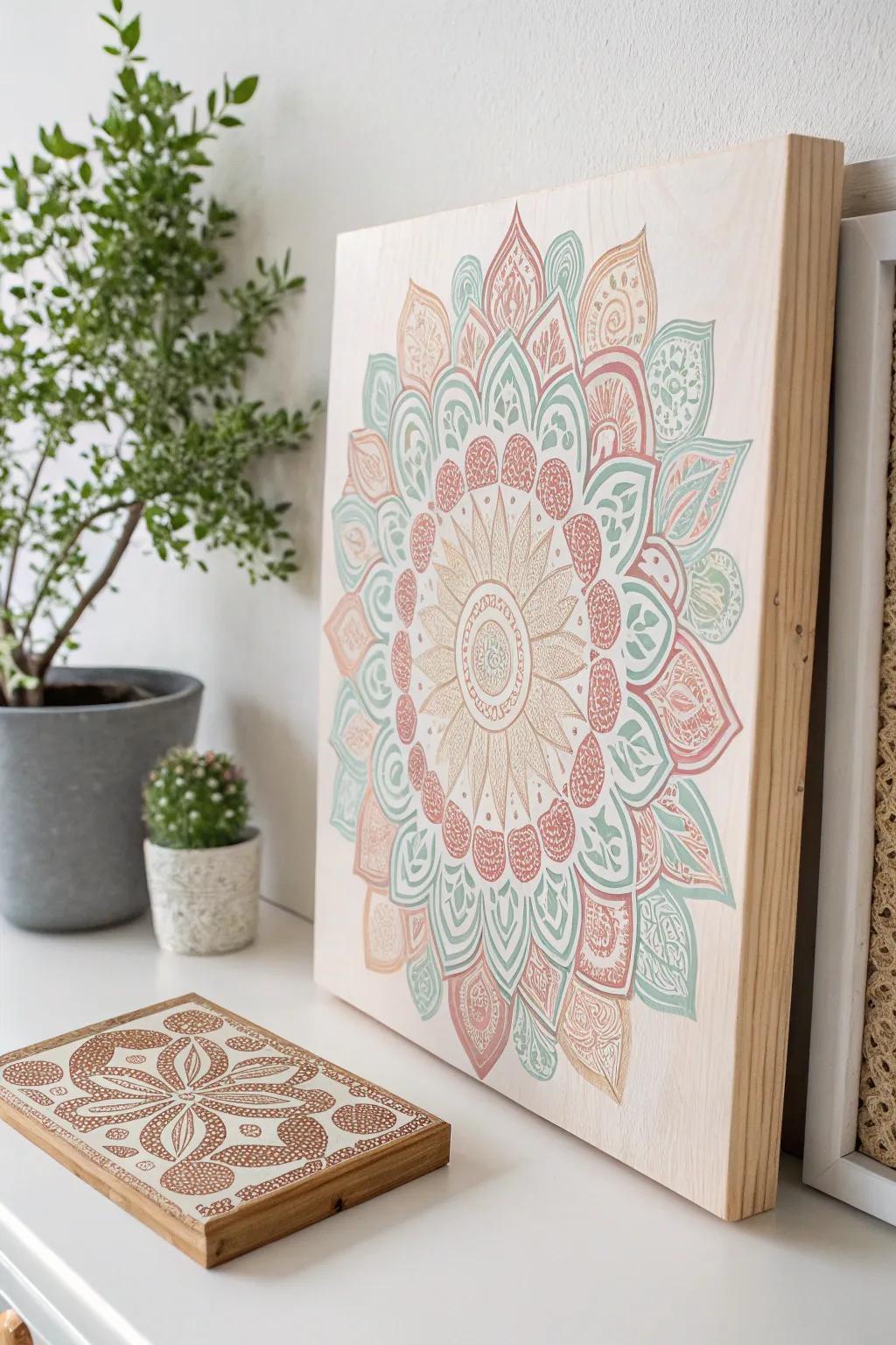 Transform your space with simple elegance: scrapbook paper wall art with a touch of boho charm.
