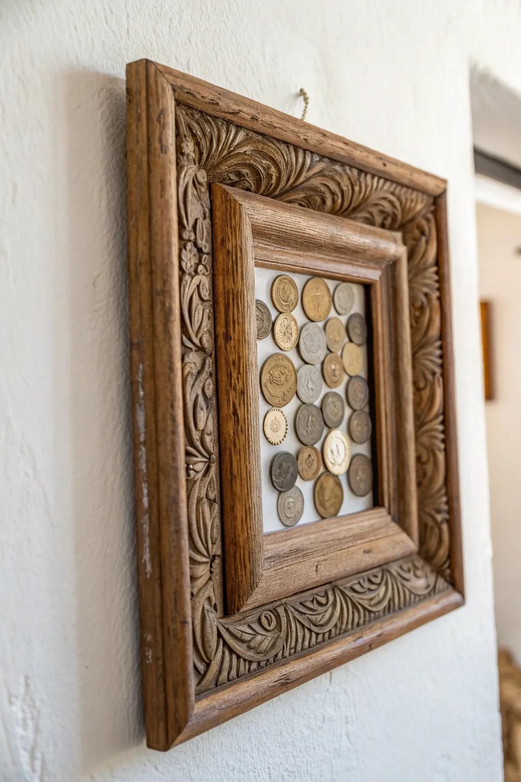 Elevate your decor with a touch of history: a retro coin display that marries nostalgia and minimalism.