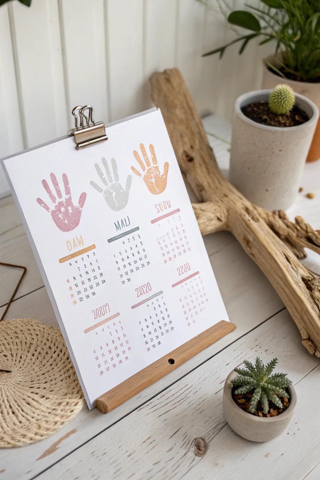 Capture milestones with a touch of elegance: Handprint calendars for cherished memories.