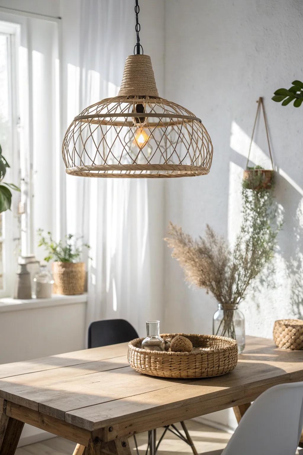 Transform your space with this stunning DIY hanging light fixture, blending minimalist elegance with rustic charm.