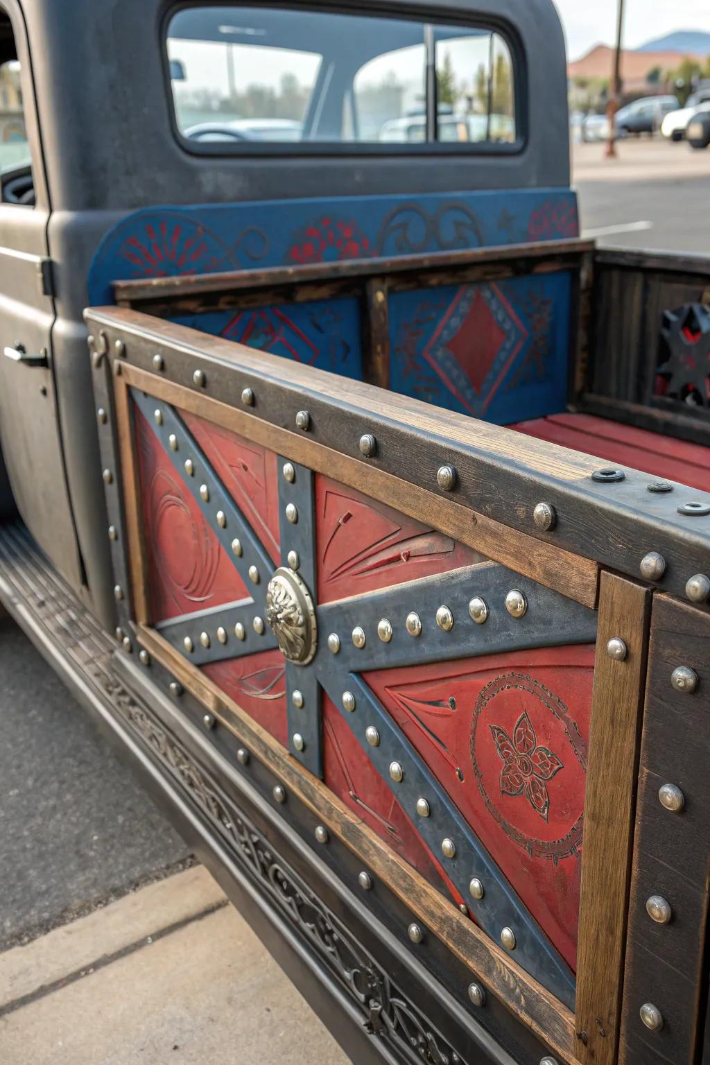 Transform your truck bed with bold reclaimed metal accents for a rugged, authentic look.