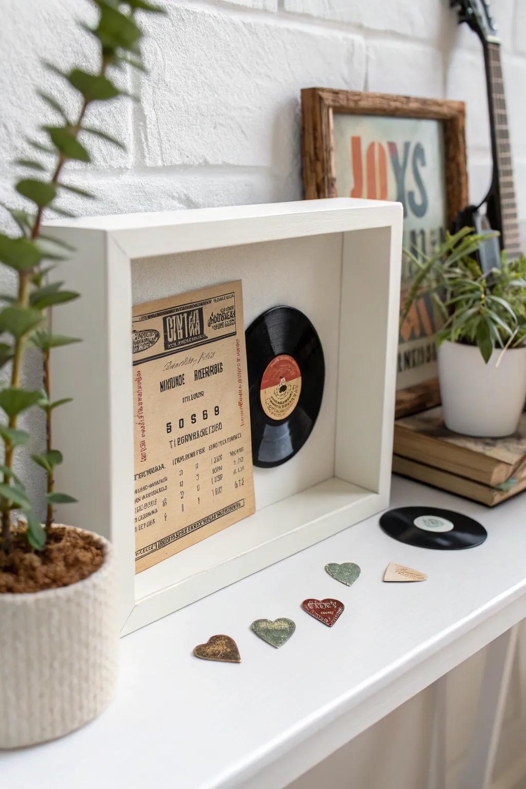 Capture the essence of your musical journey with a minimalist shadow box that sings with style and memories.