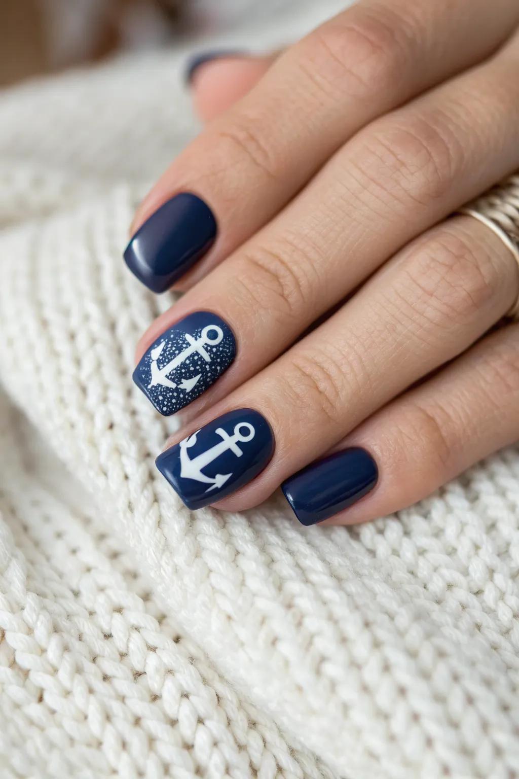 Set sail with timeless navy nails—an elegant nod to nautical style this Fourth of July.