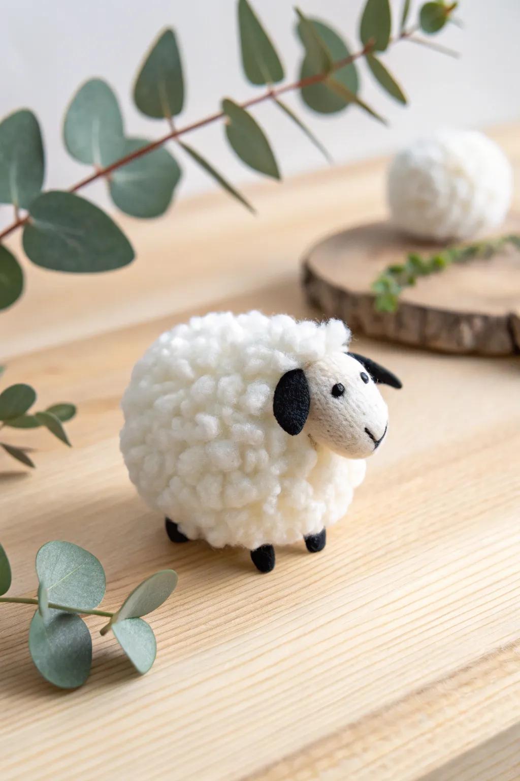 Embrace the charm of spring with this adorable pom pom sheep craft!